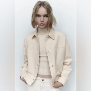 NWT Zara Cropped Cotton Overshirt in size XS